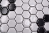 Motif manuel Carreau de mosaïque Céramique Hexagonal mix beige noir brillant Carrelage salle de bain cuisine MOS11A-0113G_m