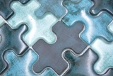 Motif à main Carreau de mosaïque Mosaïque de verre Kombi Puzzle mix turquoise bleu Fond de cuisine Salle de bains MOS88-PT03_m