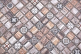 Échantillon manuel Carreau de mosaïque de verre Combi Retro wood brun Dos de cuisine Salle de bains MOS78-W89_m
