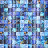 Mosaïque de verre Carreau de mosaïque bleu brillant Bird mur cuisine salle de bain douche MOS68-WL74