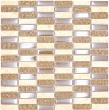Pierre naturelle mosaïque de verre beige brillant mur cuisine salle de bain douche - MOS87-SM128