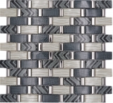 Mosaïque de verre Carreau de mosaïque gris argenté or brillant mur cuisine salle de bain douche - MOS83-MW20