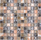 Mosaïque de verre Carreau de mosaïque brun brillant léopard mur cuisine salle de bain douche MOS68-WL64_f