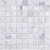 Mosaïque en pierre naturelle Marbre blanc aspect carrare mat mur sol cuisine salle de bain douche MOS42-32-2000_f