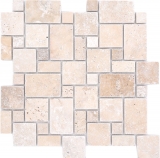 Pierre naturelle Carreaux de mosaïque Travertin beige mat mur sol cuisine salle de bain douche MOS40-FP46_f