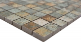 Échantillon manuel mosaïque céramique grès cérame beige brun gris vert mat mur sol cuisine salle de bain douche MOS18-25CB_m