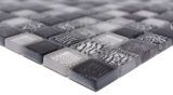 Motif manuel Mosaïque de verre noir brillant Zebra mur cuisine salle de bain douche MOS68-WL24_m