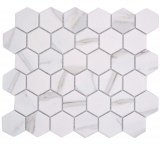 Mosaïque céramique Hexagone Calacatta hexagone blanc gris brun mat MOS11G-0112