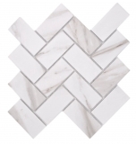 Céramique Carreau de mosaïque à chevrons Calacatta blanc gris-brun mat MOS24-1112