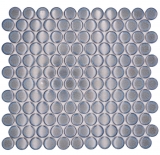 Mosaïque céramique Bouton Loop Penny Rond uni gris-bleu anthracite brillant MOS10-0204GR