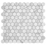 Mosaïque céramique Bouton Loop Penny Rond Cararra blanc gris mat MOS10-1102GR