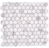 Céramique Carreau de mosaïque Bouton Loop Penny Rond Calacatta blanc gris brun mat MOS10-1112GR
