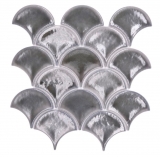 Céramique Carreau en mosaïque Écailles de poisson uni gris foncé ice crackled Style MOS13-FS7