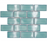Carreau céramique mosaïque Metro Sybway composite uni vert pétrole brillant MOS26-716