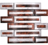 Mosaïque de verre Carreau de mosaïque aspect 2D rouge argenté gris ombré MOS88-W1