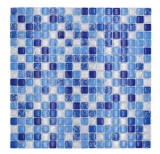 Mosaïque de verre Carreau de mosaïque blanc cassé bleu MOS92-0104