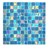 Mosaïque de verre carreau de mosaïque small flip flop irisé bleu turquoise multicolore MOS65-S63