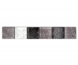 Mosaïque Borde Bordures Carreaux de verre Mosaïque Argent Noir Structure MOS126BOR-1784