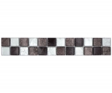 Mosaïque Borde Bordüre Carreau de verre Mosaïque argentée noire Structure MOS126BOR-1783