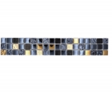 Mosaïque Borde Bordüre Mosaïque de verre Pierre naturelle revêtue noir or MOS92BOR-650