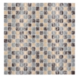 Mosaïque de verre mix bleu beige marron brillant Carreau de mosaïque cuisine mur carrelage salle de bain mur douche MOS92-1302_f