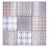 Mosaïque Carreaux autocollants mix blanc/bleu/orange/gris brillant aspect rétro Carreau de mosaïque mur cuisine carrelage salle de bain MOS200-S1404_f