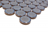Échantillon manuel de carreaux de mosaïque céramique Bouton Loop Penny rond uni gris-bleu anthracite brillant MOS10-0204GR_m