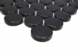 Échantillon manuel de carreaux de mosaïque céramique Bouton Loop Penny rond uni noir mat MOS10-0311GR_m