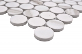 Échantillon manuel de carreaux de mosaïque céramique Bouton Loop Penny rond Calacatta blanc gris brun mat MOS10-1112GR_m