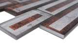 Échantillon manuel de mosaïque de verre Carreau de mosaïque aspect 2D brun argenté gris ombré MOS88-W1_m