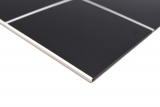 Échantillon manuel Tapis mosaïque autocollant en métal aspect carrelage noir avec joint blanc MOS200-B03_m