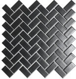 Mosaïque Carreau en céramique à chevrons noir mat Carreau en mosaïque MOS24-CHB06BM_f