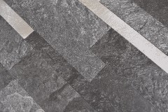 Échantillon manuel composite vinyle aspect pierre noir Qaurtz/argent Mosaïque murale carrelage MOS200-32BS_m