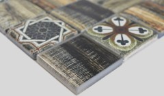 échantillon manuel carré Crystal mix brun-vert mur carrelage Mos160-w500_m