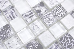 échantillon manuel carré Crystal mix super white mur carrelage MOS74-0203_m