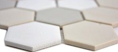 Échantillon manuel de mosaïque Carreau céramique Hexagon blanc beige clair gris clair non émaillé MOS11B-1122-R10_m