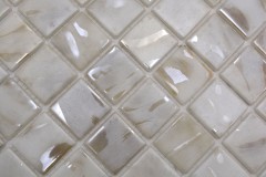 Motif main Mosaïque de piscine Mosaïque de verre Ivoire Cream Beige chatoyant changeant mur sol cuisine salle de bain douche - MOS220-71380U_m