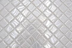 Échantillon manuel Carreau de mosaïque Mosaïque de piscine Blanc Cream argent brillant métallique douche mur SPAIN - MOS220-78252U_m