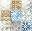 Mosaïque rétro vintage mur céramique crème bleu orange gris mat patchwork - MOS22B-1406