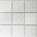 Retro Vintage ART DEKO carreau mosaïque mur céramique blanc mix carrelage cuisine salle de bain WC mur - MOS22B-1401
