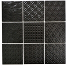 Mosaïque rétro vintage mur céramique noir structure mur salle de bain cuisine WC revêtement - MOS22B-1403
