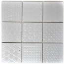 Mosaïque rétro vintage mur céramique blanc structure carreau salle de bain carrelage mural - MOS22B-0104