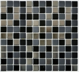 Mosaïque céramique noire argentée anthracite chrome Carreau de mosaïque fond de cuisine MOS18-0317