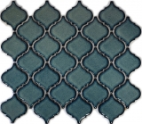Florentine Rétro Vintage Carreau Mosaïque Céramique bleu moucheté brillant mur salle de bain cuisine WC - MOS13-0408