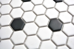 Motif main Carreau mosaïque Céramique Hexagone noir blanc mat Carrelage cuisine MOS11A-0301_m