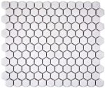 Hexagonal Hexagonal Mosaïque Carreau Céramique mini blanc brillant Carrelage cuisine Carrelage mural Carrelage salle de bain WC - MOS11A-0102