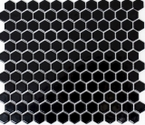 Hexagonal hexagonale mosaïque carreaux de céramique mini noir brillant carreaux de mur salle de bain carreaux de cuisine - MOS11A-0302