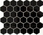 Hexagonal hexagonale mosaïque carreaux de céramique noir brillant fond de douche carreaux de cuisine mur salle de bains - MOS11B-0302