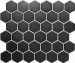 Hexagone Mosaïque Céramique noir mat Dos de douche Miroir de cuisine Mur salle de bain - MOS11B-0311