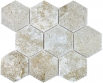 Hexagonal hexagonale mosaïque carreaux de céramique gris XL aspect ciment cuisine WC carreaux de salle de bains mur - MOS11F-0202